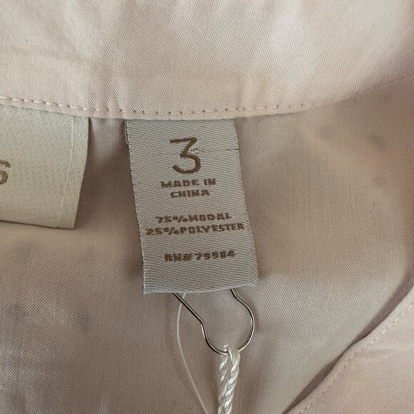 Chicos Top Women 3 XL Pink Secret Silk Branded Utility Long Sleeve NEW - Picture 5 of 6